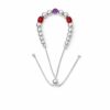Sterling Silver Adjustable Beaded Bracelet with Purple & Red Stones