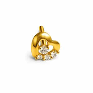 Elegant Heart Gold Nose Pin with Sparkling Stones | Premium Finish Design