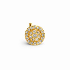 Floral Round Gold Nose Pin with Full Sparkling Stones | Premium Finish Design