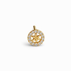 Elegant Floral Gold Nose Pin with Sparkling Stone Border | Premium Finish Design